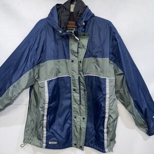 Stearns Dry Wear Mens Large Hooded Winbreaker Rain Coat Jacket Blue Outdoor Fish